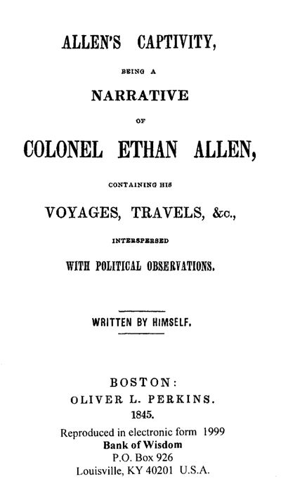 Allen's Captivity